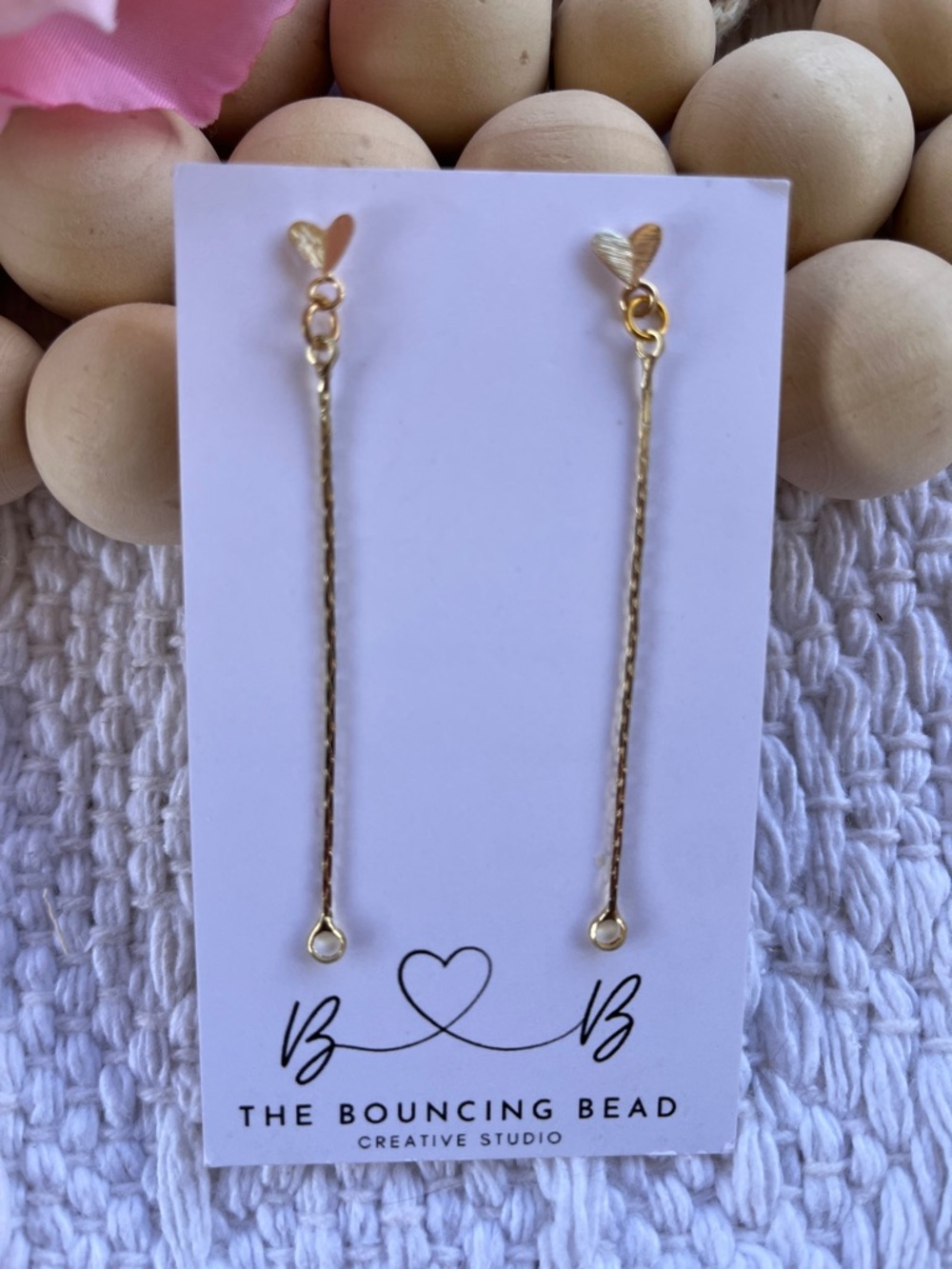 Gold Heart Drop Chain Earrings